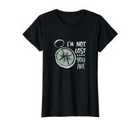 Divertido Senderismo Humor I'm Not Lost You Are Camiseta gráfica económica, Mujer, Negro, XL