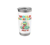 DIVERTIDO SERPIENTES DÍA MUNDIAL DE LA SERPIENTE JULIO 16 Vaso térmico de acero inoxidable de doble pared