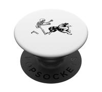 Divertido Sheltie Corriendo Esqueleto Halloween PopSockets PopGrip Adhesivo