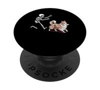 Divertido Sheltie Corriendo Esqueleto Halloween PopSockets PopGrip Adhesivo