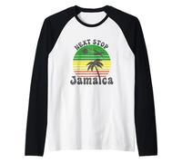 Divertido Siguiente Parada Jamaica Vacaciones de Verano Mujeres Camiseta Manga Raglan