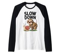 Divertido Slow Down Diciendo Perezoso Caracol Humor Relajado Vibes Papá Camiseta Manga Raglan