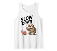 Divertido Slow Down Diciendo Perezoso Caracol Humor Relajado Vibes Papá Camiseta sin Mangas