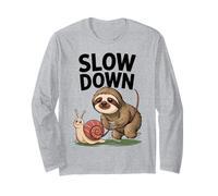 Divertido Slow Down Diciendo Perezoso Caracol Humor Relajado Vibes Papá Manga Larga