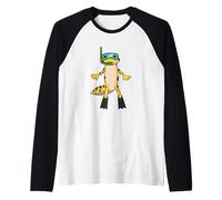 Divertido Snorkeling Gecko Cartoon Design Cute Animal Scuba Camiseta Manga Raglan