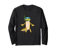 Divertido Snorkeling Gecko Cartoon Design Cute Animal Scuba Manga Larga