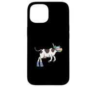 Divertido Snorkeling Vaca Dibujos Animados Diseño Lindo Animal Buceador Carcasa para iPhone 15