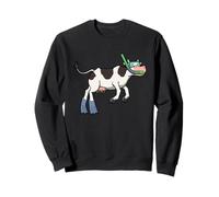 Divertido Snorkeling Vaca Dibujos Animados Diseño Lindo Animal Buceador Sudadera