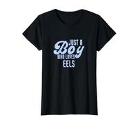 Divertido Solo Un Chico Que Ama Las Anguilas Camiseta gráfica económica, Mujer, Negro, XS