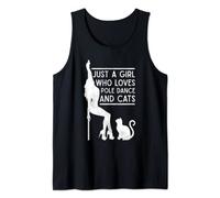 Divertido solo una chica que ama la danza de poste y gatos bailarina de poste Camiseta sin Mangas