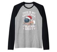 Divertido Sombrero de Papá Noel con Bola de Bolos, Este es mi Pijama de Navidad Camiseta Manga Raglan