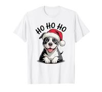 Divertido Sombrero de Papá Noel para Perro Pitbull Ho Ho Ho Navidad Pit Bull Camiseta