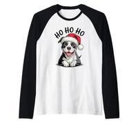Divertido Sombrero de Papá Noel para Perro Pitbull Ho Ho Ho Navidad Pit Bull Camiseta Manga Raglan