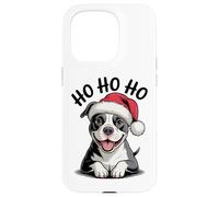 Divertido Sombrero de Papá Noel para Perro Pitbull Ho Ho Ho Navidad Pit Bull Carcasa para iPhone 15 Pro