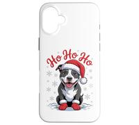 Divertido Sombrero de Papá Noel para Perro Pittie Ho Ho Ho Navidad Carcasa para iPhone 16 Plus
