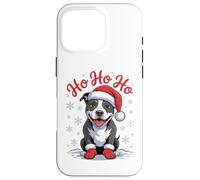 Divertido Sombrero de Papá Noel para Perro Pittie Ho Ho Ho Navidad Carcasa para iPhone 16 Pro