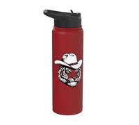Divertido sombrero de vaquero de tigre con música country vintage Stainless Steel Insulated Water Bottle
