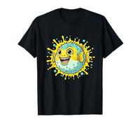 Divertido Sonriente Pez Puffer Dibujos Animados Ocean Splash Camiseta