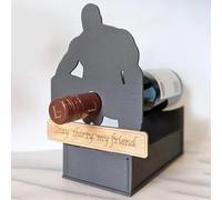Divertido soporte para botellas de vino de mesa, estante creativo de madera con cita Stay Thirsty My Friend, almacenamiento de vinos no empotrado para decoración del hogar, bar, cocina, negro (7.2 x