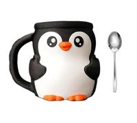 Divertido soporte para pintas de helado con forma de pingüinos con funda aislada, cajón de almacenamiento integrado y cucharas, organizadores de postres, decoración de cocina, utensilios de helado