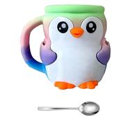 Divertido soporte para pintas de helado con forma de pingüinos con funda aislada, cajón de almacenamiento integrado y cucharas, organizadores de postres, decoración de cocina, utensilios de helado