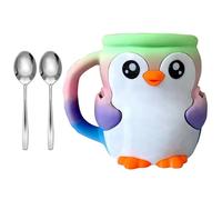 Divertido soporte para pintas de helado con forma de pingüinos con funda aislada, cajón de almacenamiento integrado y cucharas, organizadores de postres, decoración de cocina, utensilios de helado