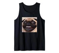 Divertido Sorprendente Sonrisa Lindo Perro Pug Borroso Meme Camiseta sin Mangas