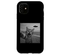 Divertido Sorprendido Gato Asustado Selfie Alien OVNI Extraterrestre Carcasa para iPhone 11