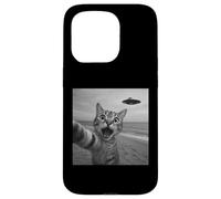 Divertido Sorprendido Gato Asustado Selfie Alien OVNI Extraterrestre Carcasa para iPhone 15 Pro