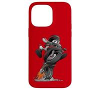 Divertido Sportbike Motocicleta Jinete Wheelie Biker Cartoon Carcasa para iPhone 14 Pro MAX
