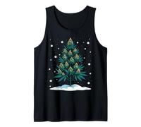 Divertido Stoner Árbol de Navidad Cáñamo Arte Holiday Design Weed Camiseta sin Mangas
