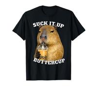 Divertido Suck It Up Buttercup Capybara Bubble Tea Boba Cita Camiseta