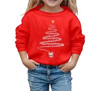 Divertido suéter de Navidad para niñas, sudadera de Navidad para niños sin capucha, divertido suéter de Navidad con motivos navideños Ugly Christmas Traje de Navidad Adolescentes Niñas
