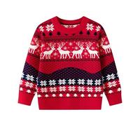 Divertido suéter de Navidad para niños, suéter de Navidad para niños, de punto, otoño e invierno, suéter de Navidad, suéter cálido de Navidad, cuello redondo, sudadera con estampado de renos, disfraz