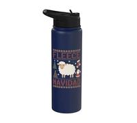 Divertido suéter feo de Navidad de oveja - Feliz Navidad Juego de palabras Stainless Steel Insulated Water Bottle