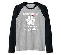 Divertido suéter navideño con Estampado de Patas de Good Boy, Divertido Perro Camiseta Manga Raglan