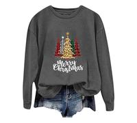 Divertido suéter navideño para mujer, sudadera de Navidad para mujer, sudadera sin capucha Ugly Navidad suéter cálido con motivos navideños cálido Merry Christmas Fun Camiseta de manga larga Xmas