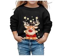 Divertido suéter navideño para niña, sudadera de forro polar para niños sin capucha, cálido suéter de Navidad cómodo Ugly Christmas traje de Navidad adolescente niña