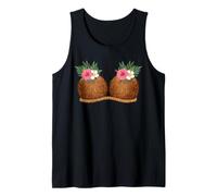 Divertido Sujetador de Coco Hawaiano Tiki Luau Hula con Tetas de Coco Camiseta sin Mangas