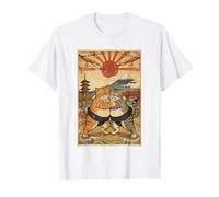 Divertido Sumo Cat Wrestling Japonés Ukiyo-e Arte Vintage Camiseta