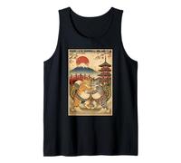 Divertido Sumo Cats Wrestling Japonés Ukiyo-e Vintage Art Camiseta sin Mangas