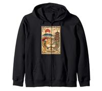 Divertido Sumo Cats Wrestling Japonés Ukiyo-e Vintage Art Sudadera con Capucha