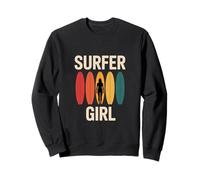 Divertido Surfer Chica Vintage Retro Océano Olas Surfeando Sudadera