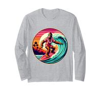 Divertido Surfing Sasquatch Hawaiian Sunset Retro Tropical Vibes Manga Larga