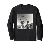 Divertido Suricata posa para una Selfie Mientras los ovnis vuelan extraño Manga Larga