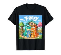 Divertido T-Rex Block World Parodia Dinosaurio Aventura Camiseta gráfica económica, Hombre, Negro, S