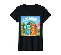 Divertido T-Rex Block World Parodia Dinosaurio Aventura Camiseta gráfica económica, Mujer, Negro, S