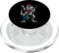 Divertido T-Rex Dino Tocando la Guitarra USA Patriotic Mohawk Rock PopSockets PopGrip para MagSafe