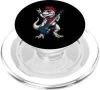 Divertido T-Rex Dino Tocando la Guitarra USA Patriotic Mohawk Rock PopSockets PopGrip para MagSafe