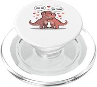 Divertido T Rex San Valentín Pareja Abrázame Meme Dinosaurio PopSockets PopGrip para MagSafe